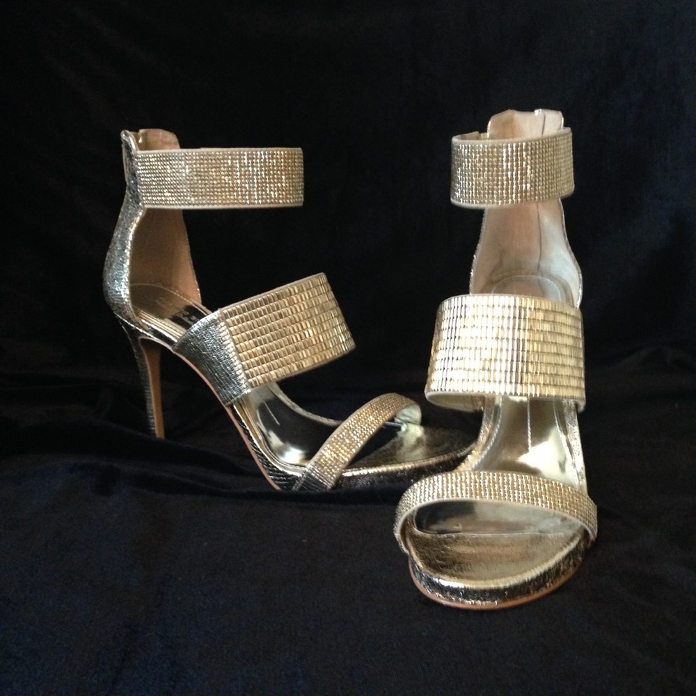 Gianni Bini Platinum Collection Gold Strappy Heels